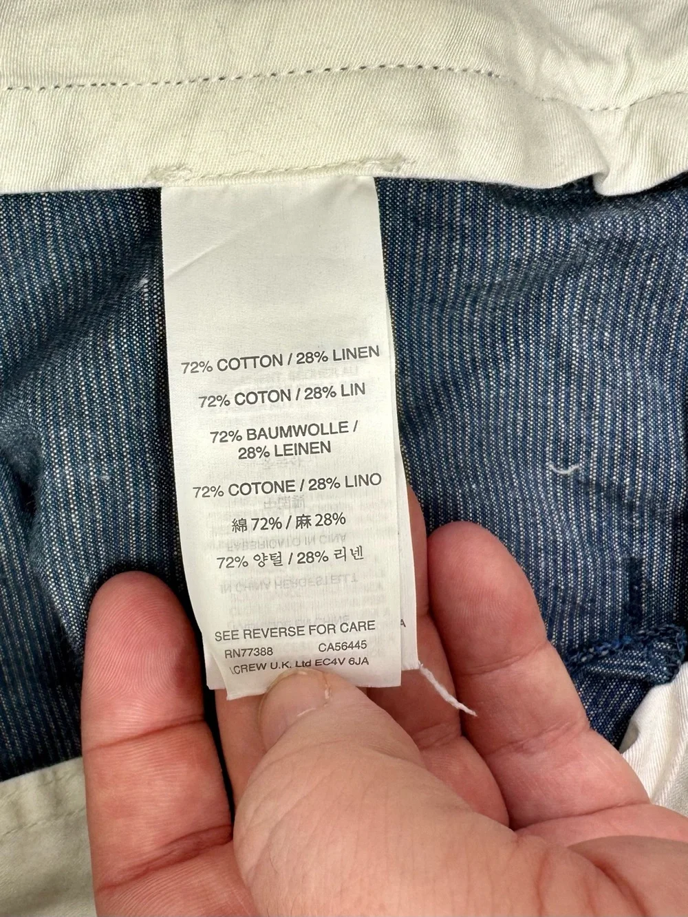 J Crew 484 Pants Mens Size 35x34 Baird McNutt Irish Linen Blend Blue Chino